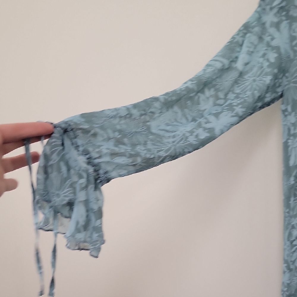 Y2k Sheer Ruffle Feminine Boho Duster Jacket Robe - Picture 4 of 11